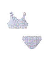 Toddler/Child Girls Pink Crochet Print Strappy Back Swimsuit