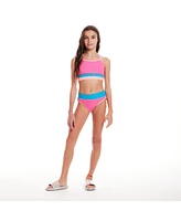 Toddler/Child Girls Pink Ribbed Colorblock Two-Piece Swimsuit