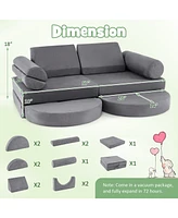 13-Piece Convertible Modular Kids Play Couch for Nursery, Playroom, and Bedroom Versatile Seating Toddlers