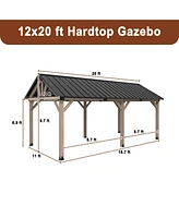 12 x 20 ft. Wood Gazebo Cedar Framed Wooden Gazebo with Curtain and Netting