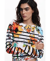 Desigual Women's Striped floral sweater