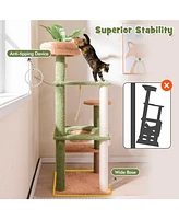 Multilevel Cat Tree with Scratching Posts, Rope, Plush Perch & Toy Bed Cozy & Fun Play Tower for Cats