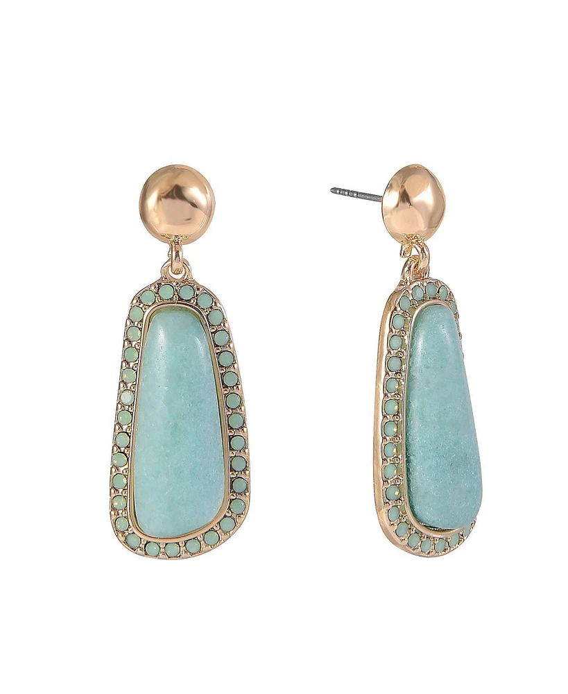 Rachel Rachel Roy Gold Tone Post Earrings with Semi Precious Stone Drop