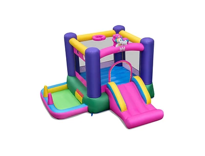 Inflatable Bounce House with Slide, Splash Pool, Basketball Hoop & Ring Toss Ultimate Kids Play Center