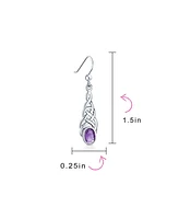 Bling Jewelry Blue Topaz Amethyst Moonstone Celtic Knot Dangle Earrings in Sterling Silver