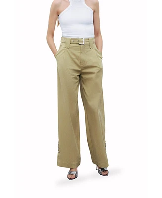 Nocturne Women's Metal Buckle Detailed Belted Pants