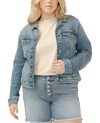 Silver Jeans Co. Plus Notched Crop Jean Jacket