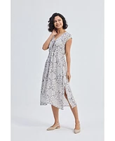 Reistor Women's Deep V-neck Gathered Dress Florals