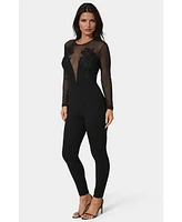 bebe Women's Lace Applique Catsuit