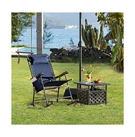 Yaheetech 26in Foldable Outdoor Lounge Chair, Navy Blue