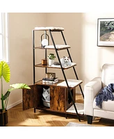 Large Cat Litter Box Enclosure with Storage & Ladder Shelf Stylish & Functional Hidden Litter Cabinet