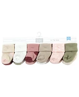 Hudson Baby Cotton Rich Terry Socks 24-Pack, Mauve Sage Dot, 0-6 Months