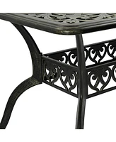 Inches Cast Aluminium Outdoor Dining Table with Umbrella Hole Patio Rectangular Dining Table Patio Bistro Table for Backyard Garden Patio