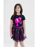 Barbie Metallic Print T-Shirt and Tulle Mesh Skirt