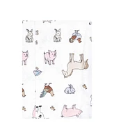 Hudson Baby Boys and Girls Cotton Poly Flannel Burp Cloths 8-Pack, Farm World, One Size