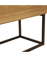 54.75-Inch Wide Industrial Console Table with Pull-Down Front Panel and 2 Inner Compartments - Brown