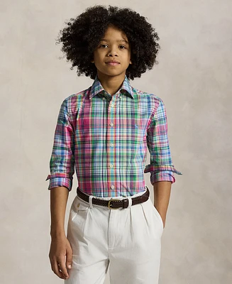 Polo Ralph Lauren Big Boys Plaid Cotton Poplin Shirt