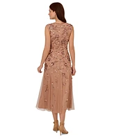 Adrianna Papell Petite Embellished Mesh Midi Dress