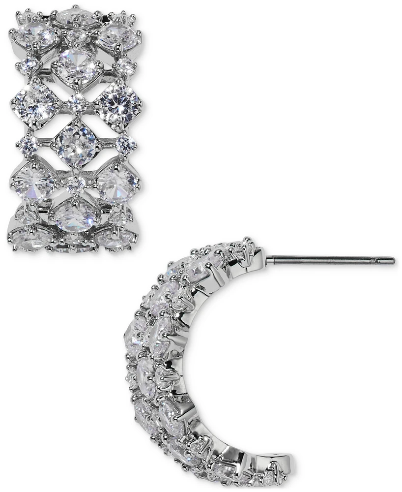 Eliot Danori Silver-Tone Small Cubic Zirconia C-Hoop Earrings, 0.75", Exclusively at Macy's