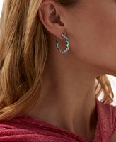 Eliot Danori Silver-Tone Small Mixed Stone C-Hoop Earrings, 1", Exclusively at Macy's