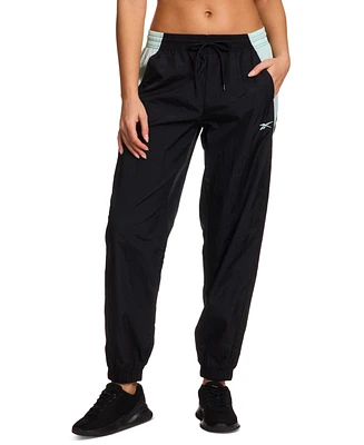 Reebok Women's Woven Crinkle Colorblocked Jogger Pants