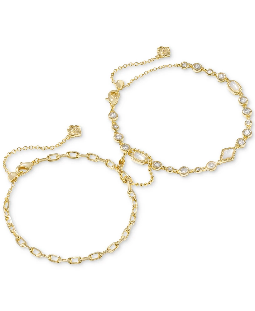 Kendra Scott 14k Gold-Plated 2-Pc. Set Mixed Stone & Link Bracelets