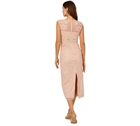 Adrianna Papell Women's Beaded Illusion Midi Dress