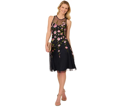 Adrianna Papell Women's Embroidered Beaded Fit & Flare Dress