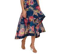 Adrianna Papell Women's Floral Organza High-Low Gown