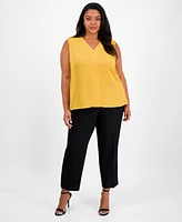 Kasper Plus Sleeveless V-Neck Blouse