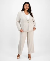 Kasper Plus One-Button Zip-Pocket Blazer