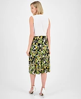 Kasper Women's Printed Pull-On Midi Skirt