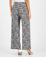 Kasper Women's Printed Wide-Leg Pull-On Pants