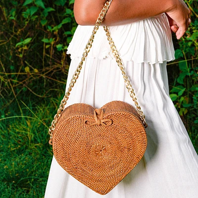 Cinta Atta Rattan Shoulder Bag In Natural Brown