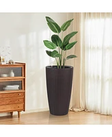 Modern Indoor/Outdoor Planter with Auto-Watering (22.5 inch, Brown, 2-Pack)