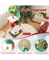 Cute Christmas Cat Tree with Scratching Posts & Carpet Festive Cat Tower for Indoor Cats