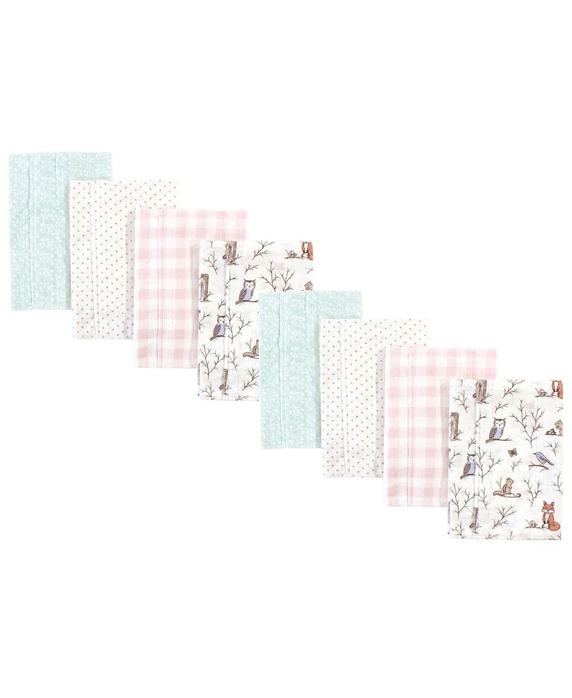 Hudson Baby Boys and Girls Cotton Poly Flannel Burp Cloths 8-Pack Set, Enchanted Forest, One Size