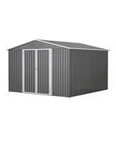 10x10 Metal Storage Shed with Enhanced Frame and Doors