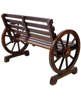 2-Person Wagon Wheel Bench for Outdoor & Patio