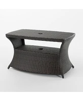 All-in-One Outdoor Side Table: Stylish Serving and Coffee Table with Umbrella Hole