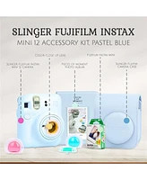 Fujifilm Fujifilm Instax Mini 12 Instant Film Camera, Pastel Blue Bundle with Instax Mini Custom Case, Accessory Kit and Daylight Film