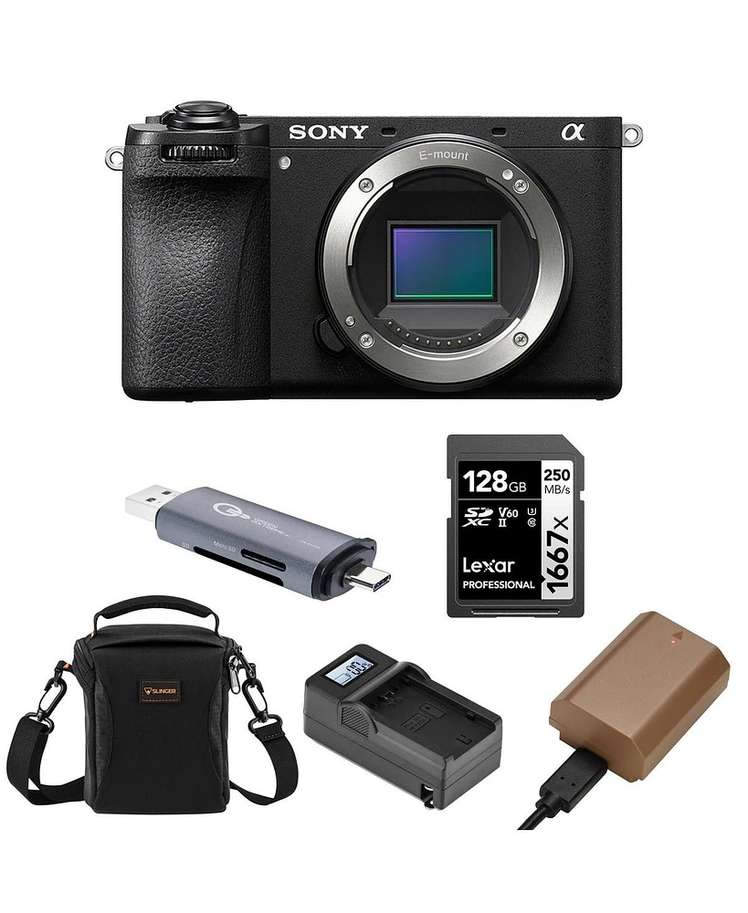 Sony Sony Alpha a6700 Mirrorless Camera Body Bundle with Shoulder Bag, 128GB Sd Card, Card Reader, Extra Battery, Charger