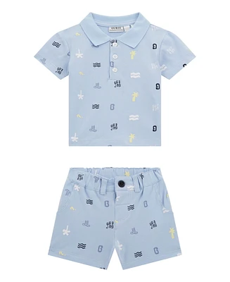 Guess Baby Boys 2-Piece Short Sleeve Stretch Piquet Polo and Set