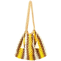 Sauvage Colette Macrame Beach Bag In Yellow, Brown and White