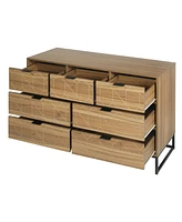Wooden 7 Drawer Storage Cabinet Modern Dressers Chest of Drawers Storage Cabinet with Drawers Entryway Cabinet for Living Room Bedroom