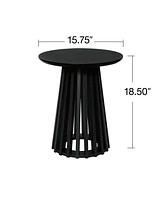 Round Coffee Table Set of 2 Grille Molding Cocktail Table Circle Coofee Table with Metal Base for Living Room