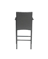 Cascada Outdoor Wicker Barstool Chairs: Set of 2 (Gray/Multi-Brown)
