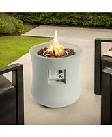 Propane Fire Pit Table, 20-inch, Round Graphite Base, Cover, Lava Rocks