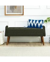 Modern Loop Yarn Bench with Geometric Arms and Cushion