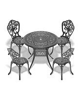 5-Piece Set Of All-Weather Cast Aluminum Dining Furniture Set With Black Frame